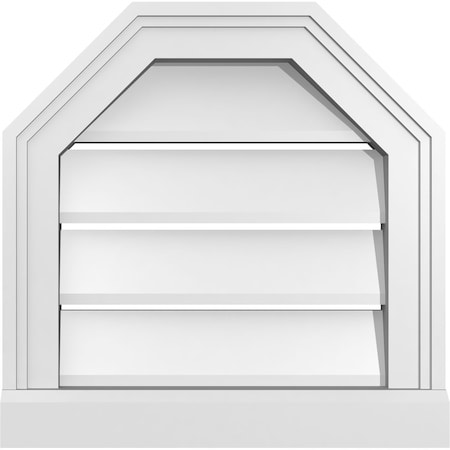 Ekena Millwork Octagonal Top Surface Mount PVC Gable Vent w/ 2"W x 2"P Brickmould Sill Frame, 16"W x 16"H GVPOT16X1603SF